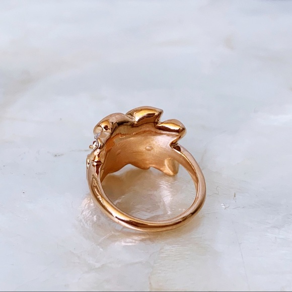 Rose Gold White Floral Cz Romantic Ring - Picture 5 of 8